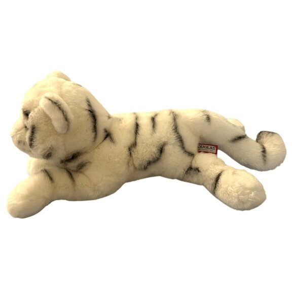 Douglas White Tiger Plush Stuffed Animal Realistic Lying Down 21 Inches Green ey - Picture 2 of 3